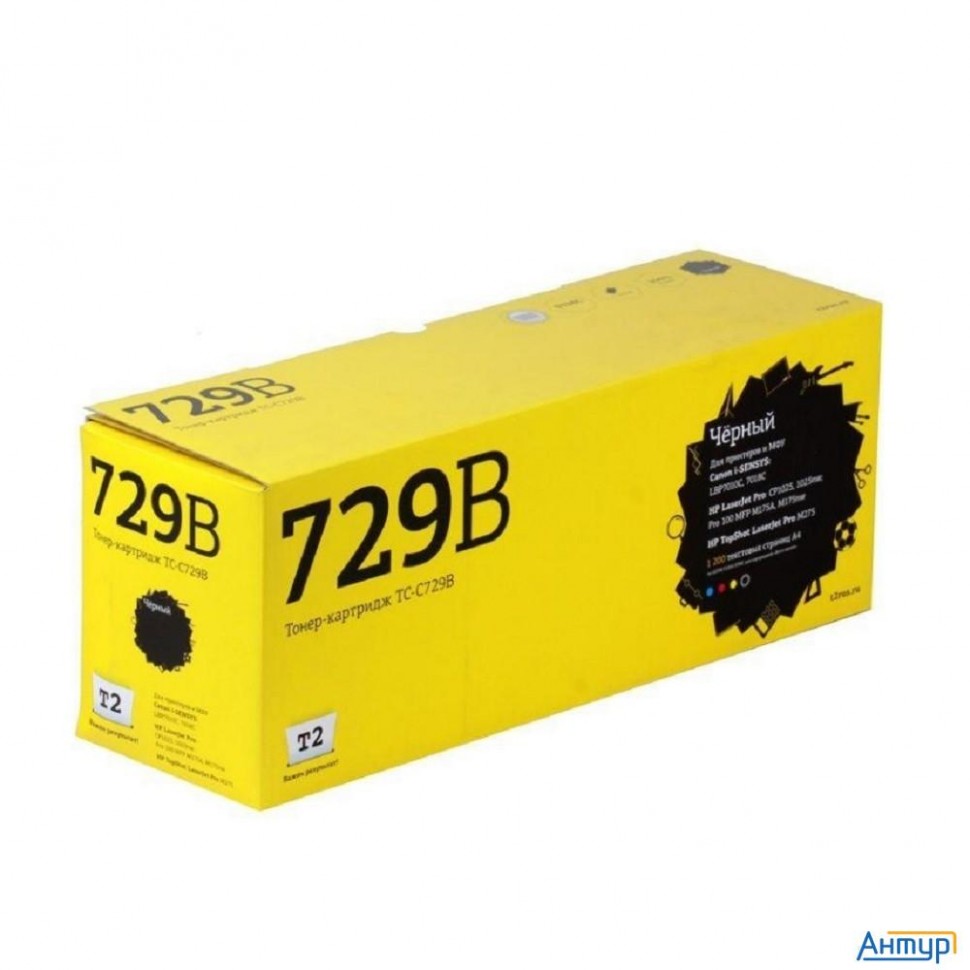 T2 Cartridge 729 Картридж (tc-c729b) для Canon I-sensys Lbp7010c/hp Lj Pro Cp1025 (1200 стр.) Черный