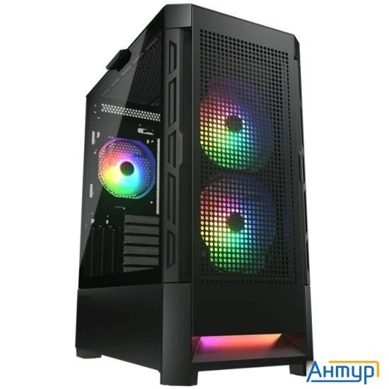 Cougar Airface Rgb Black, 2х140мм + 1x120mm Argb Fan, Argb Fan Hub, без БП, черный, Atx