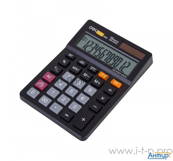 Калькулятор настольный Deli Em01320 черный 12-разр.