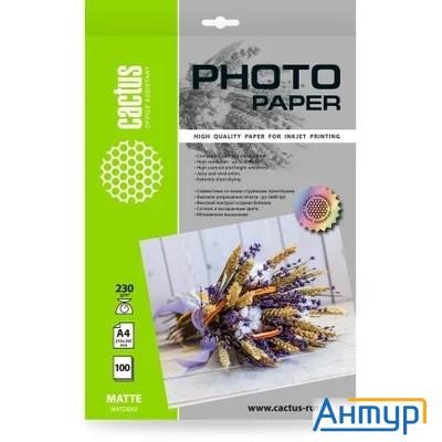 Фотобумага Cactus Cs-ma4230100, A4, для струйной печати, 100л, 230г/м2, белый, покрытие матовое