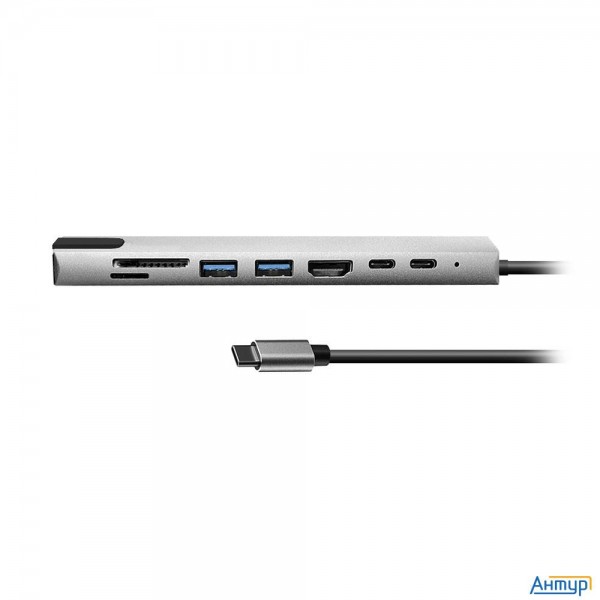 Bion Мульти переходник Usb Type-c - 2*usb Type-c/2*usb-a 3.0/hdmi/sd/tf/rj-45 100мб/с, 100w, длина к