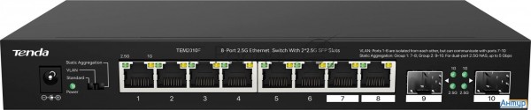 Коммутатор 8port 2.5g /2sfp Tem2010f Tenda