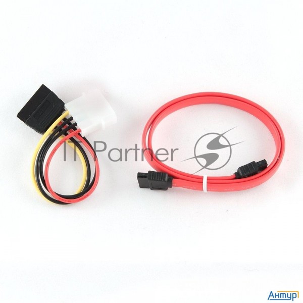 Кабель Gembird/cablexpert Кабель Sata  интерфейсный (48см) 7pin/7pin и питания (15см) 4pin/15pin(cc-
