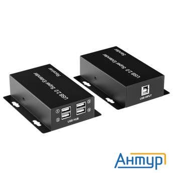 Orient Ve02u4p, Usb2.0 Extender, удлинитель до 50 м по витой паре Cat6/6е, Usb2.0 хаб 4 порта, питан