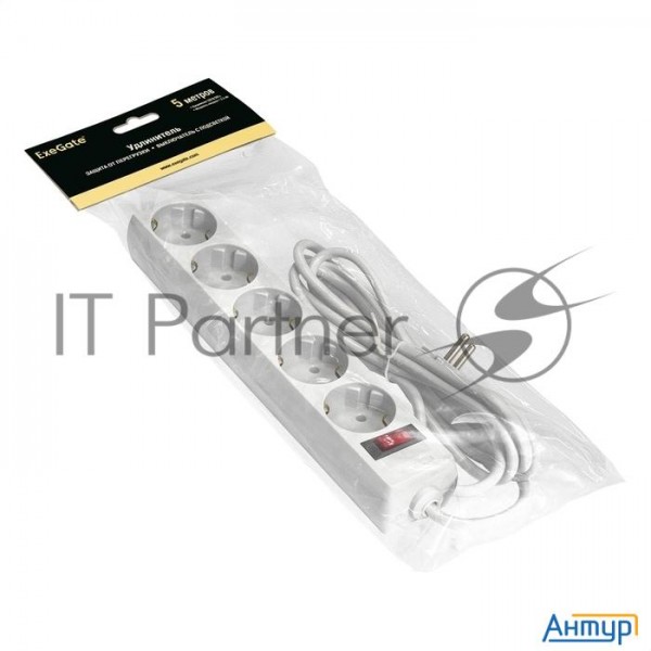 Удлинитель Exegate Ex279359rus Ec-5-5w (5 розеток, 5м, евровилка, белый)