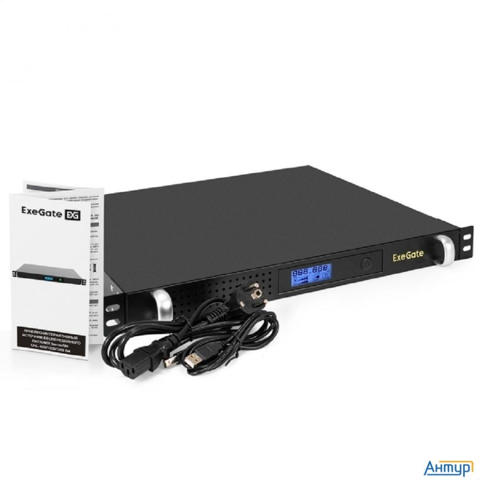 Exegate Ex297834rus ИБП 1u Serverrm Unl-1000.lcd.avr.6c13.rj.usb.1u <1000va/600w, Lcd, Avr, 6*c13, R