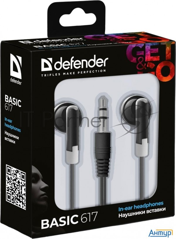 Наушники вставки Defender Basic 617 черный Defender Наушники вставки Basic 617 черный