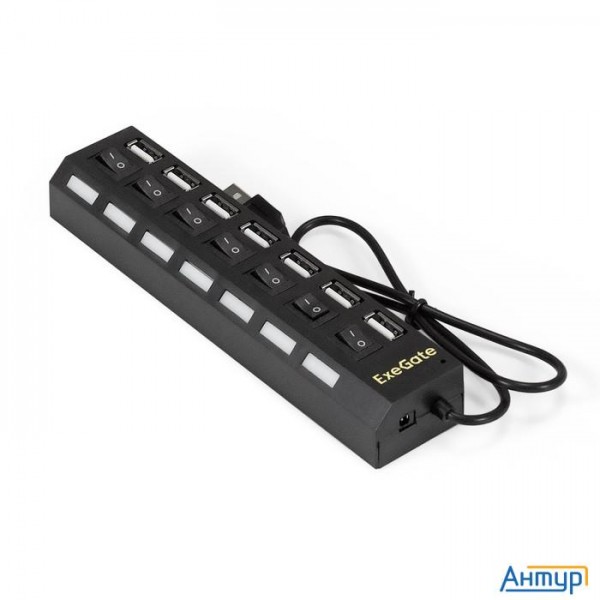 Exegate Ex293978rus Usb-Хаб (концентратор) Exegate Dub-72sw (кабель-адаптер Usb2.0 --> 7xusb2.0, кно