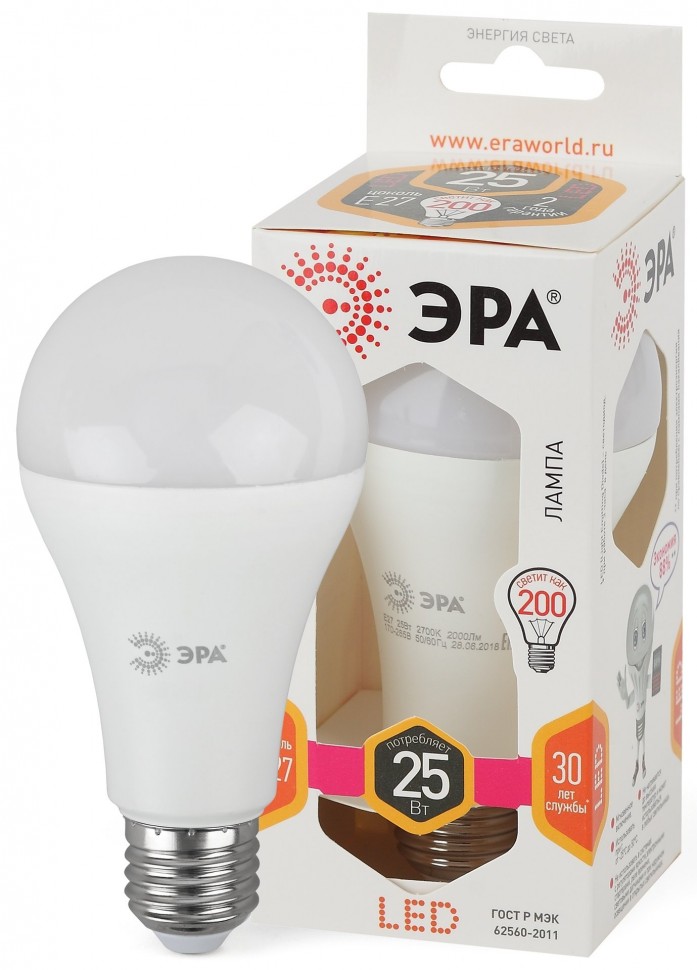 ЭРА Б0035334 Светодиодная лампа груша Led A65-25w-827-e27