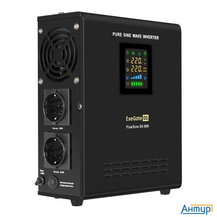 Exegate Ex295996rus ИБП (инвертор, синус, для котла) настенный Exegate Finesine Sx-800.lcd.avr.2sh <