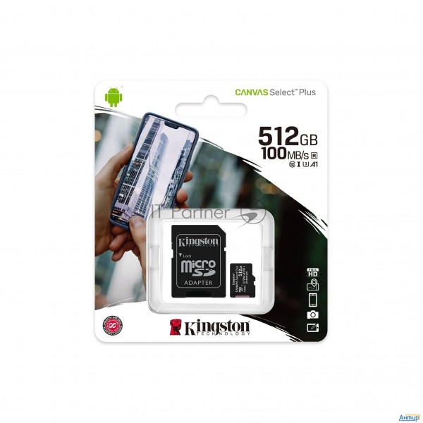 Флеш карта Microsdhc 512gb Microsdxc Class10 Kingston <sdcs2/512gb> Uhs-i Canvas Select Up To 100mb/