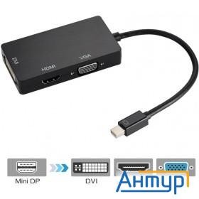 Orient Кабель-адаптер C310, Mini Displayport M -> Hdmi/ Dvi-i/ Vga, длина 0.2 метра, черный (30408)