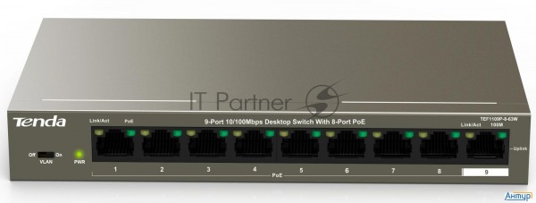 Коммутатор 9port 10/100m Poe Tef1109p-8-63w Tenda