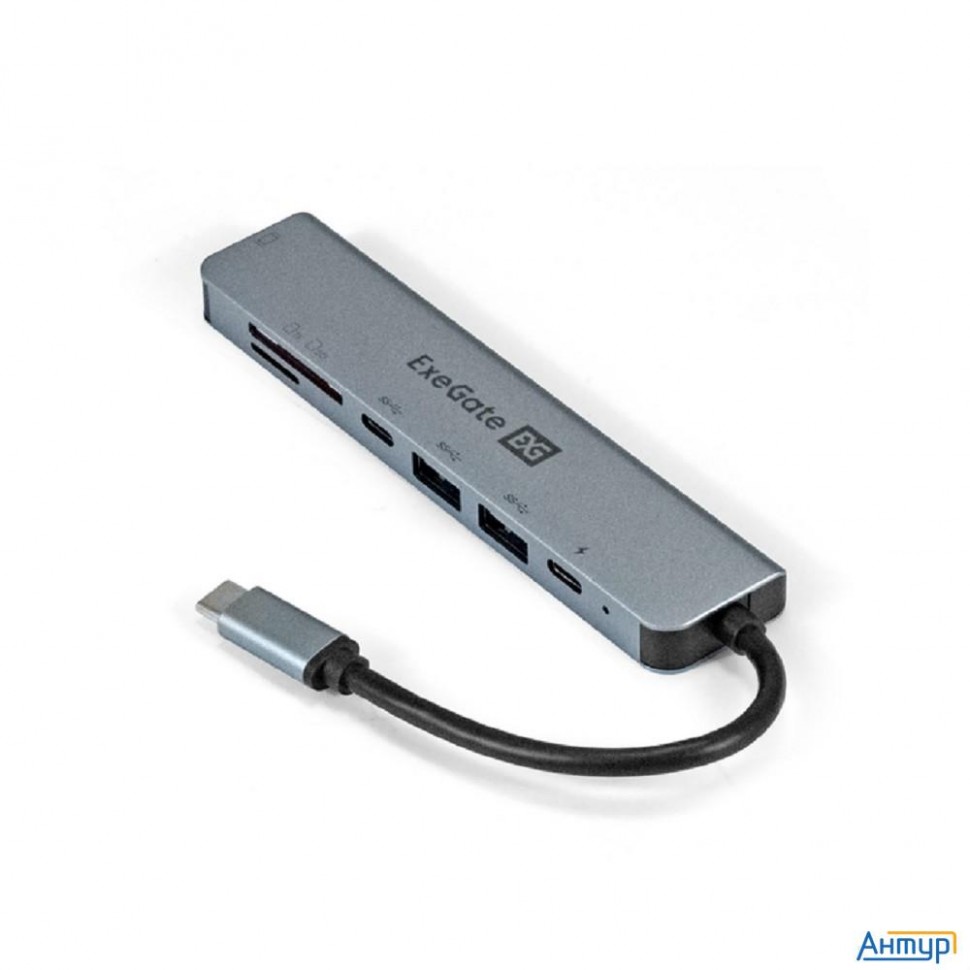 Exegate Ex293983rus Док-станция Exegate Dub-21c/pd/cr/h (кабель-адаптер Usb Type-c --> 2xusb3.0 + Ca