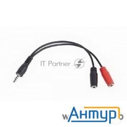 Кабель аудио сигнала Gembird джек3.5 4pin->джек3.5 стерео + 3.5 микрофон моно, длина 20с, черныйcca-