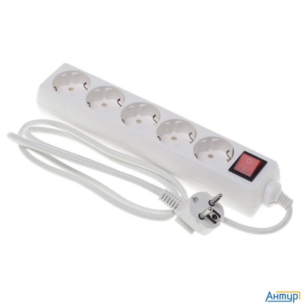 Buro Сетевой удлинитель 5 розеток, 1.5 метра (bu-ps5.1/w), белый (пакет ПЭ) {475296}