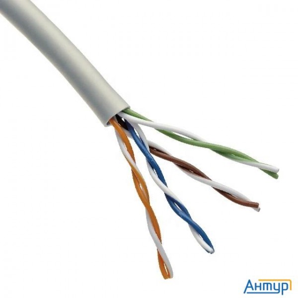 Rexant (02-0005 ) Кабель витая пара U/utp, Cat 5e, Pvc, 4х2х0,52 мм, 24awg, Indoor, Solid, серый, 30