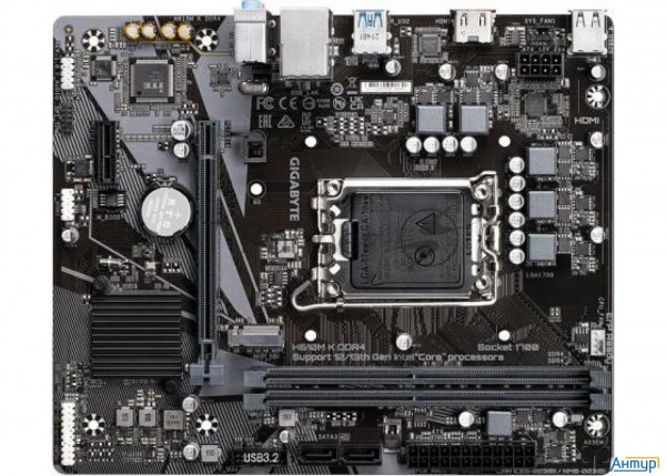 Материнская плата Gigabyte H610m K Ddr4 Soc-1700 Intel H610 2xddr4 Matx Ac`97 8ch(7.1) Gblan+vga+hdm
