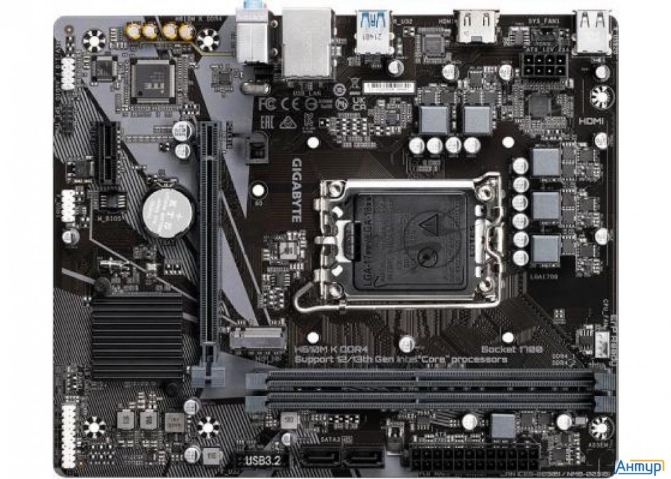Материнская плата Gigabyte H610m K Ddr4 Soc-1700 Intel H610 2xddr4 Matx Ac`97 8ch(7.1) Gblan+vga+hdm
