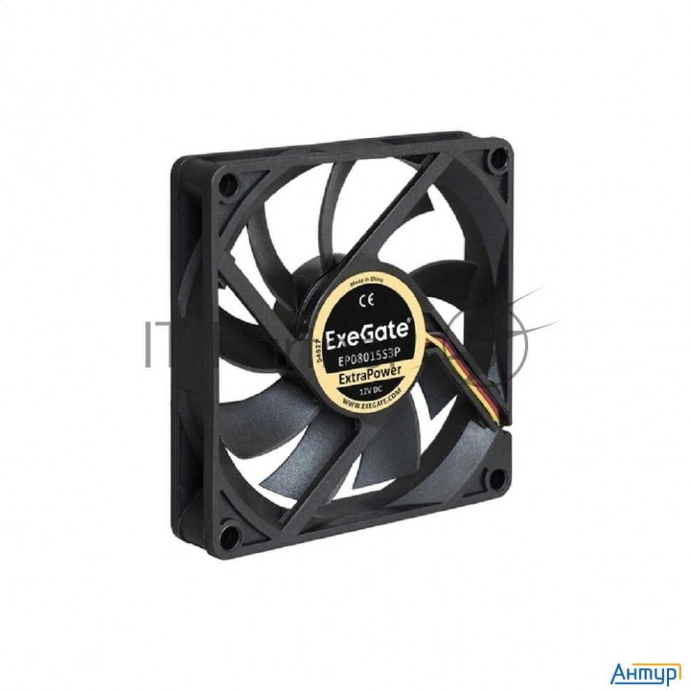Вентилятор Exegate Extrapower Ep08015s3p, 80x80x15 мм, подшипник скольжения, 3pin, 2500rpm, 26dba