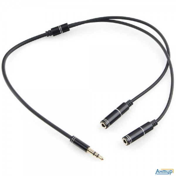 Кабель аудио разветвитель Cablexpert Ccab-02-35my-0.2mb. 3.5 джек (m)/2х 3.5 джек (f), черный, 0.2м,