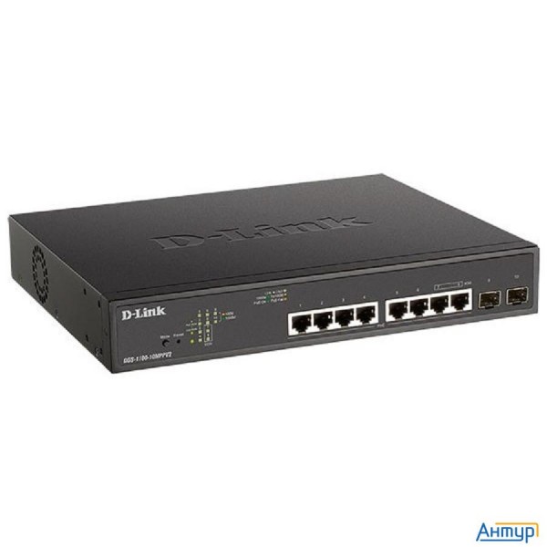 D-link Dgs-1100-10mppv2/a3a Настраиваемый L2 коммутатор с 8 портами 10/100/1000base-t и 2 портами 10