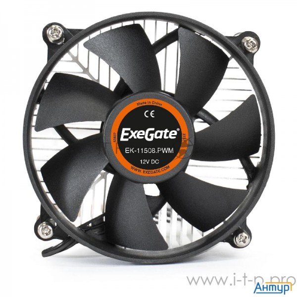 Кулер Exegate Ex286141rus Ek 11508.pwm  Al, Lga1150/1151/1155/1156/1200, Tdp 75w, Fan 90mm, Pwm, 120